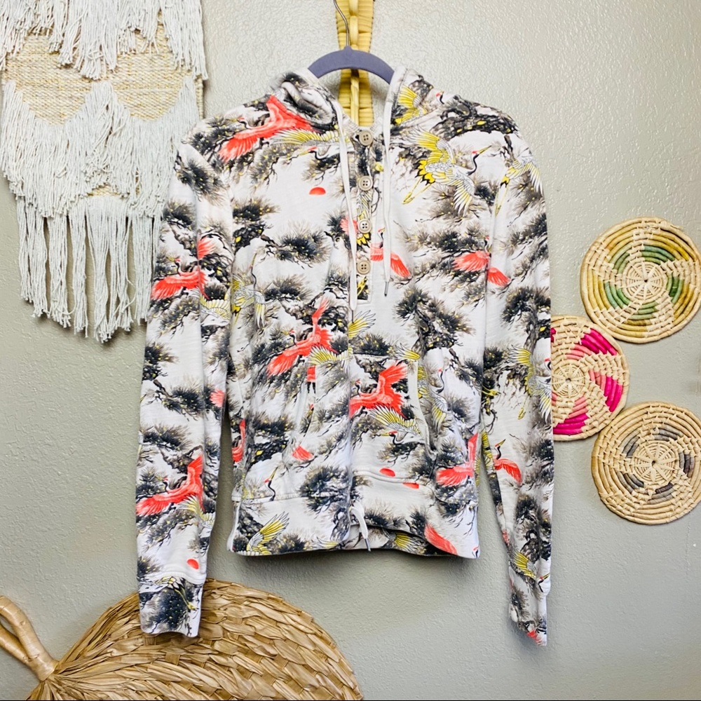 Genuine Lucky Brand Japanese Crane Graphic Hoodie